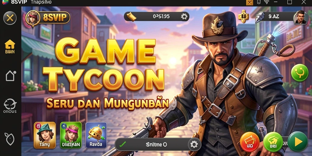 Tampilan gameplay seru dalam 8SVIP yang menggambarkan simulasi bisnis.