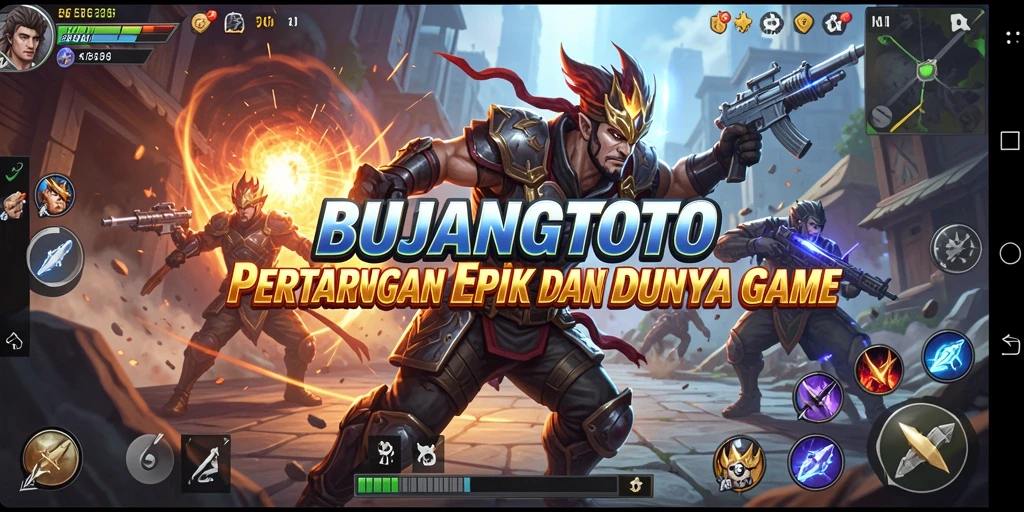 Tampilan gameplay seru dalam BUJANGTOTO dengan aksi pertarungan intens.