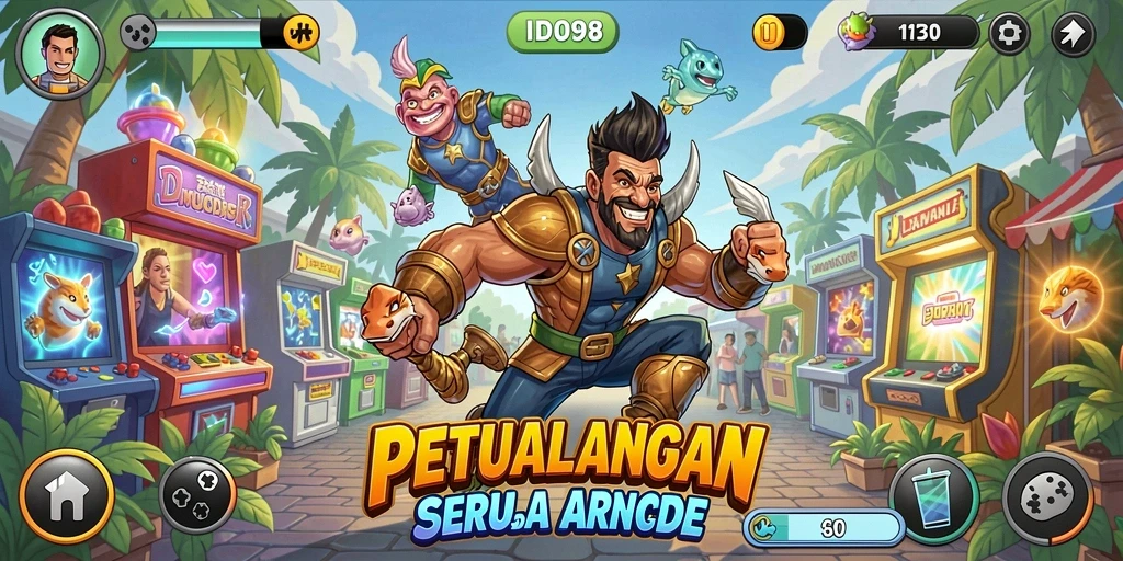 Tampilan gameplay menakjubkan dari ID098 yang penuh warna.