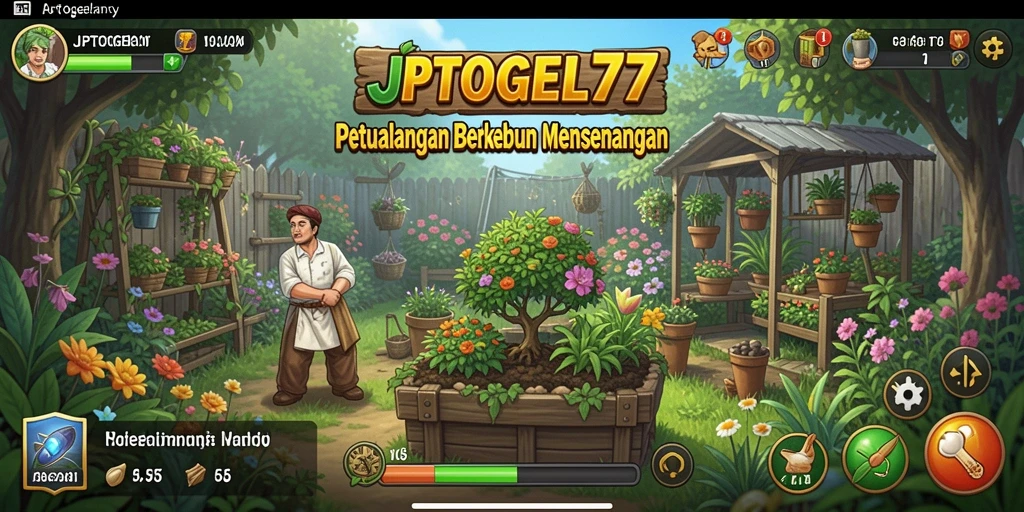 Tampilan gameplay menarik dengan kebun yang indah di JPTOGEL77.