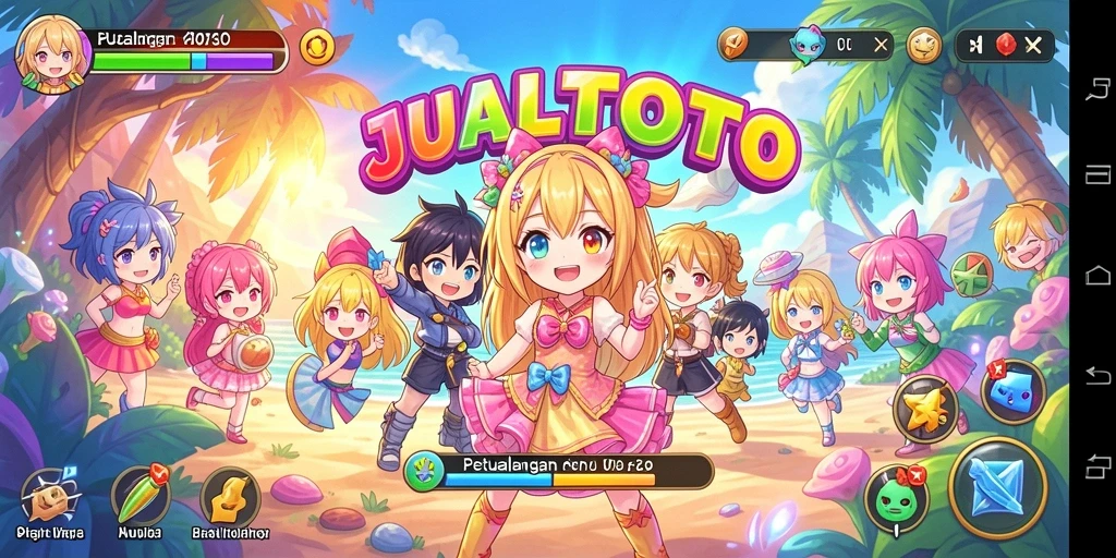 Screenshot JUALTOTO menampilkan aksi seru karakter Anime.