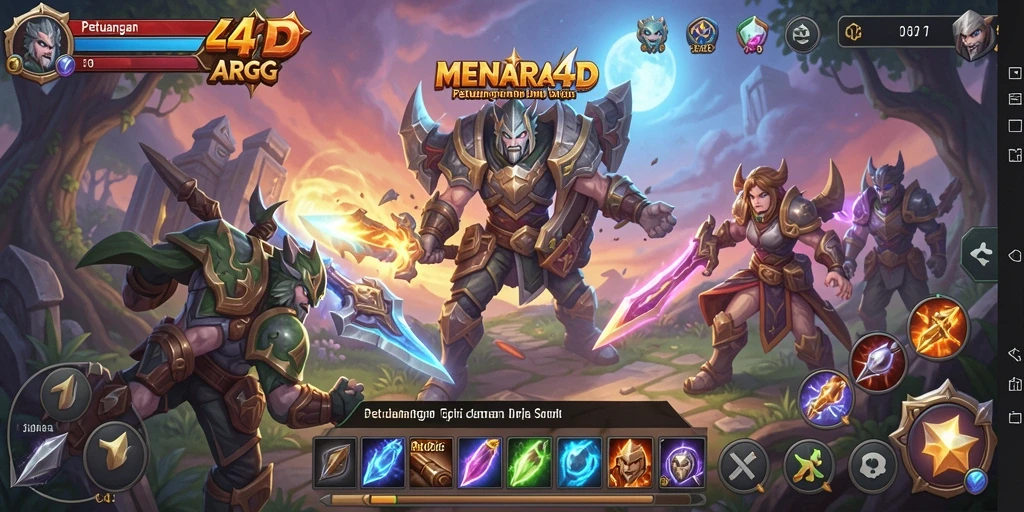 Tampilan gameplay mendebarkan di dunia <strong>MENARA4D</strong> dengan karakter beraksi.