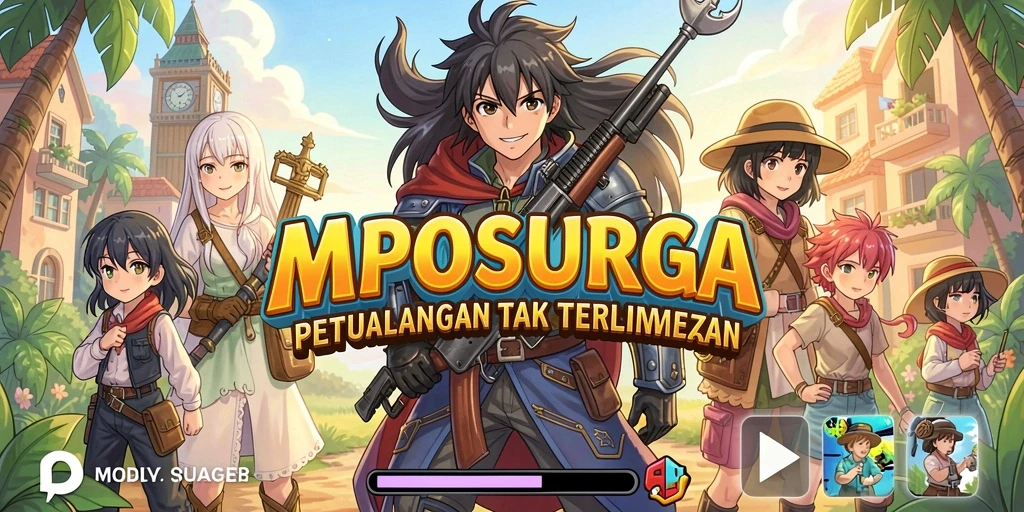 Tampilan gameplay MPOSURGA yang memukau dengan karakter anime.