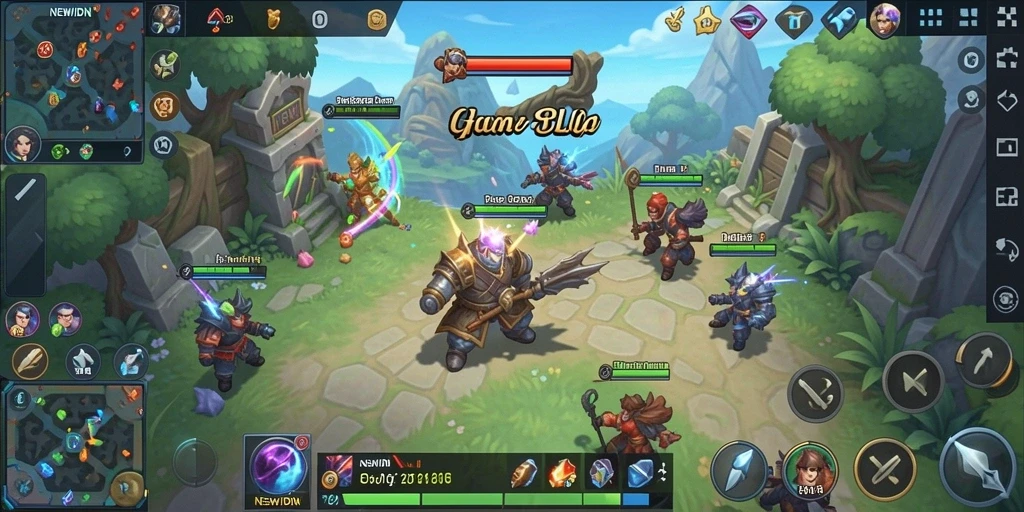 Tampilan gameplay menarik dari <strong>NEWIDN</strong> dalam memerangi dan membangun kerajaan.