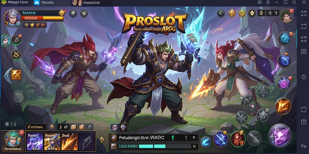 Tangkapan layar utama PROSLOT menampilkan aksi seru dalam pertempuran ARPG.