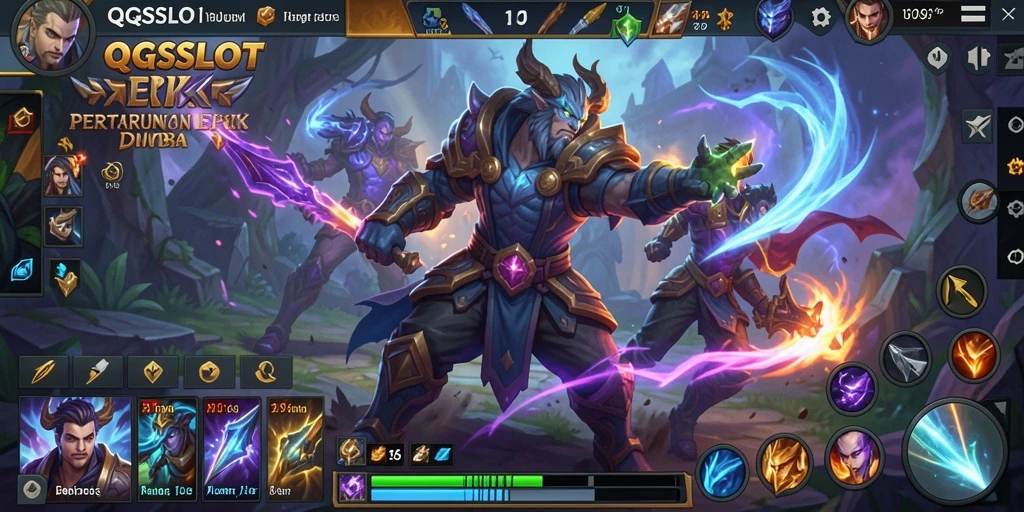 Gameplay seru dari game MOBA QQSLOT dengan strategi dan aksi pertarungan.