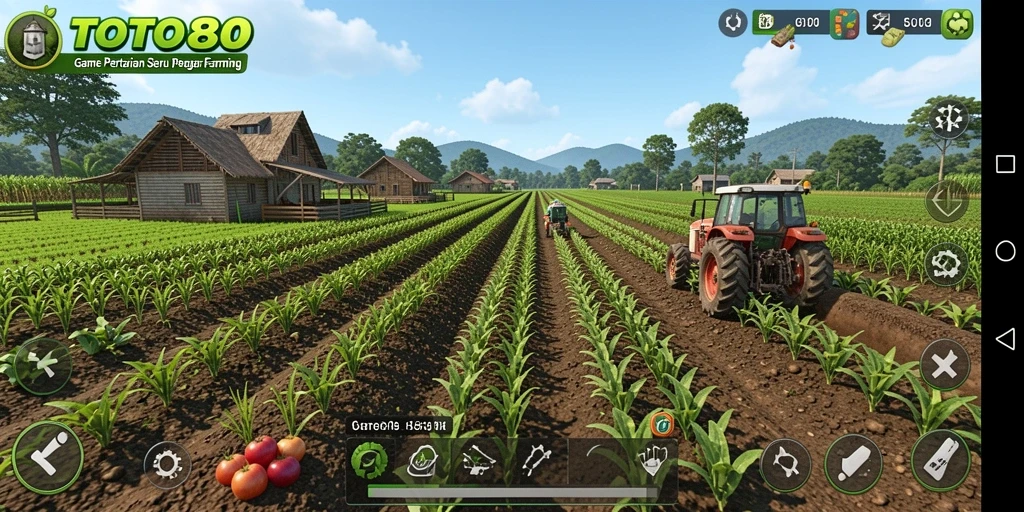 Tampilan gameplay TOTO80 yang menarik dan penuh warna dalam pertanian.