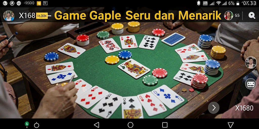 Tampilan gameplay intens di dalam X168 dengan kartu Gaple.
